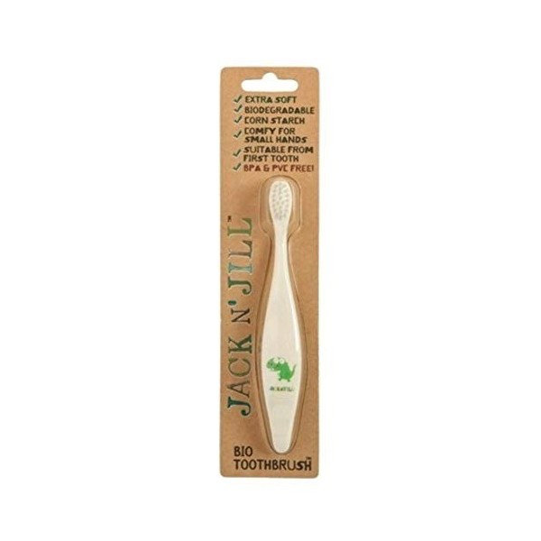 Jack N Jill Kids Plastic Free Bio Toothbrush, Zero Waste Nylon Bristles Which Are Soft on the Gums, Ergonomic Handles For Li