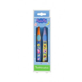 2x PEPPA PIG Toothbrush: Pink with Peppa and Blue With George