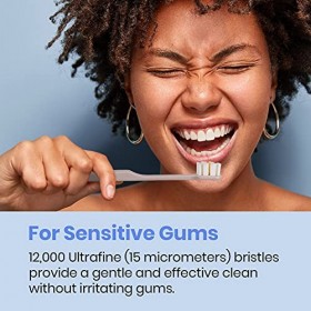 Lindo Lot de 4 brosses à dents de polissage pour gencives et dents sensibles 12000+ poils ultra fins, doux et doux, nettoyage