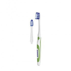 aronal Brosse à dents écologique moyenne - 1 brosse à dents et 2 têtes interchangeables - Brosse à dents manuelle avec tête a