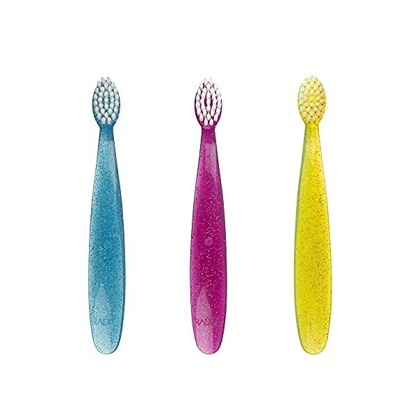 RADIUS Brosse à dents Totz extra douce - Couleurs assorties - 3 pièces - Sans BPA et approuvé par lADA - Conçue pour les den