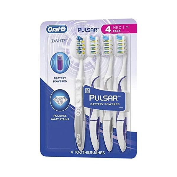 Oral B 3D White Luxe Lot de 4 brosses à dents à piles Taille M