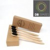 Lot de 4 brosses à dents en bambou à poils doux noirs entièrement recyclables/biodégradables