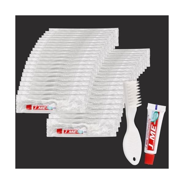 Lot de 30 mini brosses à dents jetables avec dentifrice - Blanches emballées individuellement - Pour sans-abri, hôpitaux psyc