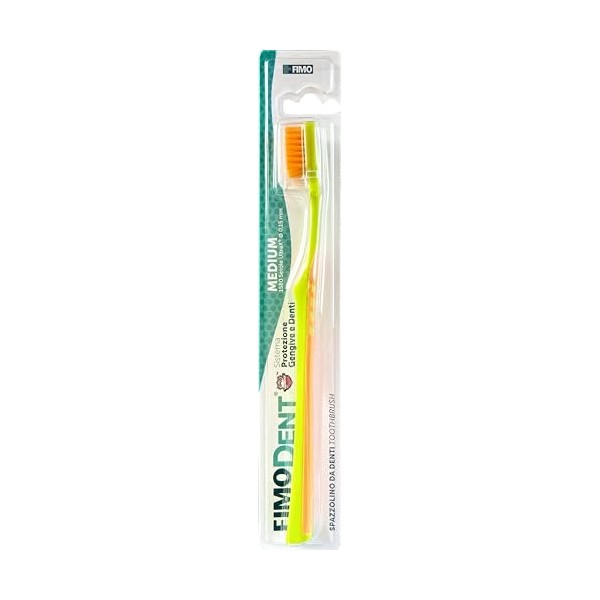 Fimodent Brosse à dents moyenne avec système de protection des gencives et des dents – Équipé de 1509 poils UltraX avec duret