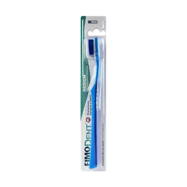 Fimodent Brosse à dents moyenne avec système de protection des gencives et des dents – Équipé de 1509 poils UltraX avec duret