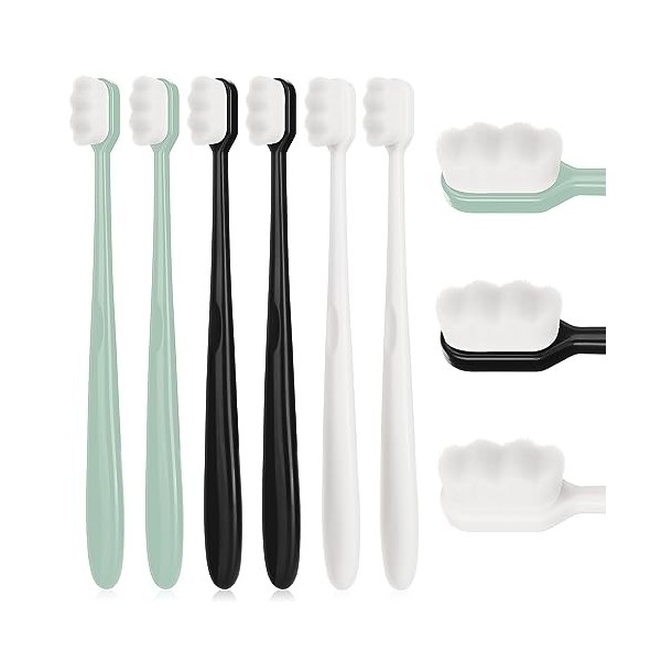 WLLHYF Lot de 6 brosses à dents manuelles extra douces Micro Nano pour dents sensibles Poils ultra doux pour protéger les gen