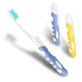 Ouligay Lot de 2 brosses à dents de voyage pliantes avec couvercle intégré, emballage individuel, brosse à dents souple bicol