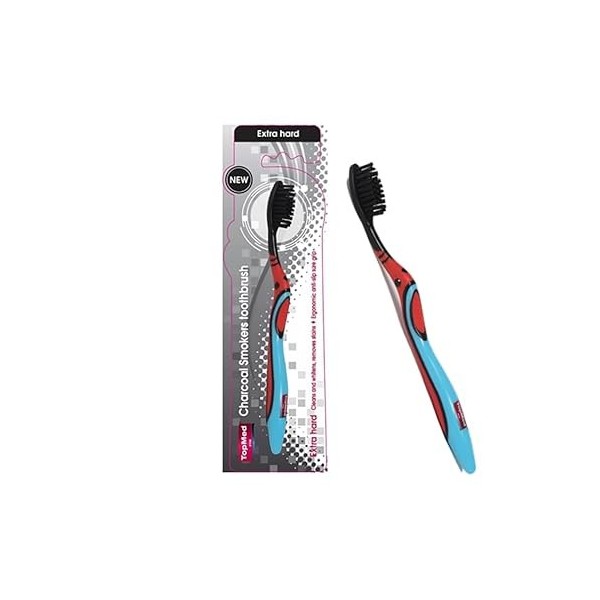 TOPMED ETS Smokers Brosse à dents au charbon extra dure la couleur peut varier 