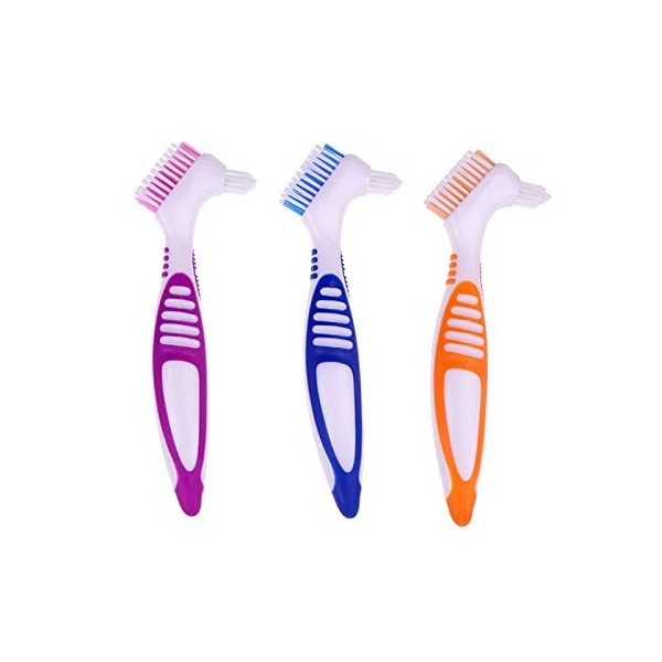 Lot de 3 brosses de nettoyage de dents de qualité supérieure avec poils multicouches et poignée ergonomique en caoutchouc - B