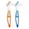 Brosses de nettoyage portables pour prothèses dentaires avec poils modérément multicouches, brosse à double extrémité pour ne