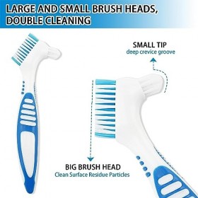 Brosses de nettoyage portables pour prothèses dentaires avec poils modérément multicouches, brosse à double extrémité pour ne