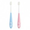 Brosse à Dents pour Bébé 0-2 ans, Lot de 2 Brosse à Dent Bébé avec 10000 Poils Extra Doux, Brosse a Dent Bebe our Souple, San