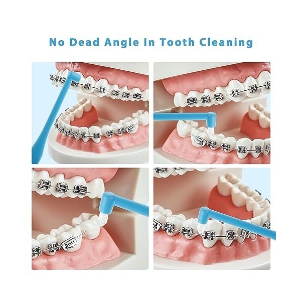 TIESOME Lot de 5 brosses à dents touffetées à extrémité unique, brosse à dents interdentaire pour nettoyage de détail orthodo