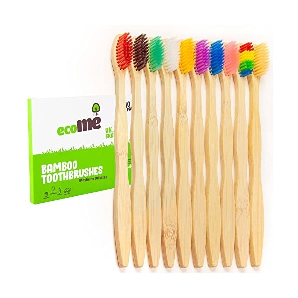 Brosses à dents en bambou,Respectueuses de lenvironnement et biodégradables,Manche en bois,Sans BPA,Poils de charbon de bois