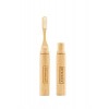 Greenera Brosse à dents de voyage en bambou avec étui de voyage en bois et brosse à dents manuelle - Tête de brosse à dents m