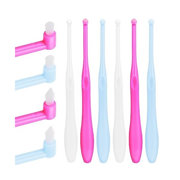 Sibba Lot de 6 brosses à dents touffetées souples et uniques pour le nettoyage des détails 2 styles 