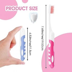 Sibba Lot De 4 Brosses À Dents Pliables Portables À Poils Souples Avec Boîte Pour Voyage Camping École Maison Rose Et Bleu 