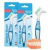 Lot de 2 brosses à dents pour dentier | Nettoyeur de dentier avec poils souples multicouches et têtes de brosse à double angl