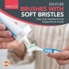 Lot de 2 brosses à dents pour dentier | Nettoyeur de dentier avec poils souples multicouches et têtes de brosse à double angl