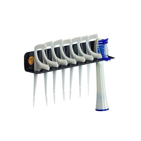 Support pour brosses à dents avec bâtonnets de fil dentaire Noir | Support pour brosse dentaire pour salle de bain | Fabriqué