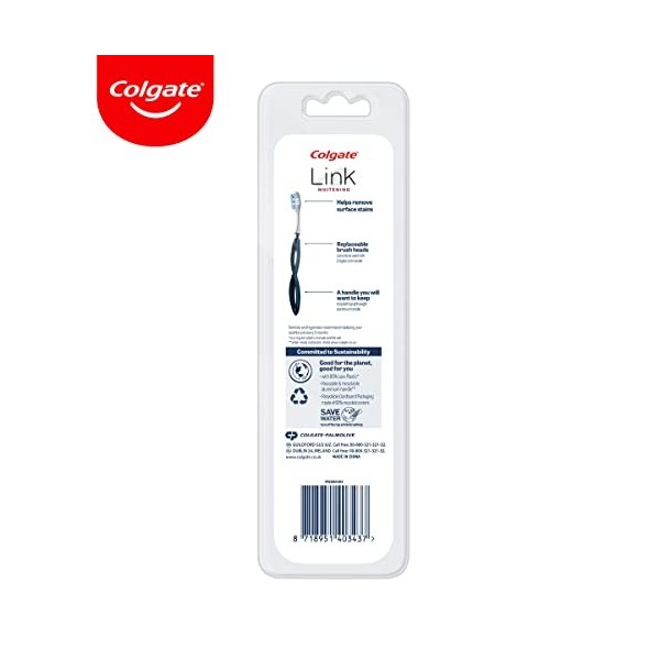 Colgate Link Kit de démarrage pour brosse à dents manuelle comprenant 1 manche en aluminium de qualité supérieure et 2 têtes 