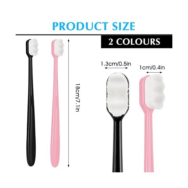 WLLHYF 2 PCS Brosse à Dents Extra Douce Micro Nano Brosses à Dents Fibre Stérile Adulte Brosse à Dents Brossage Indolore pour