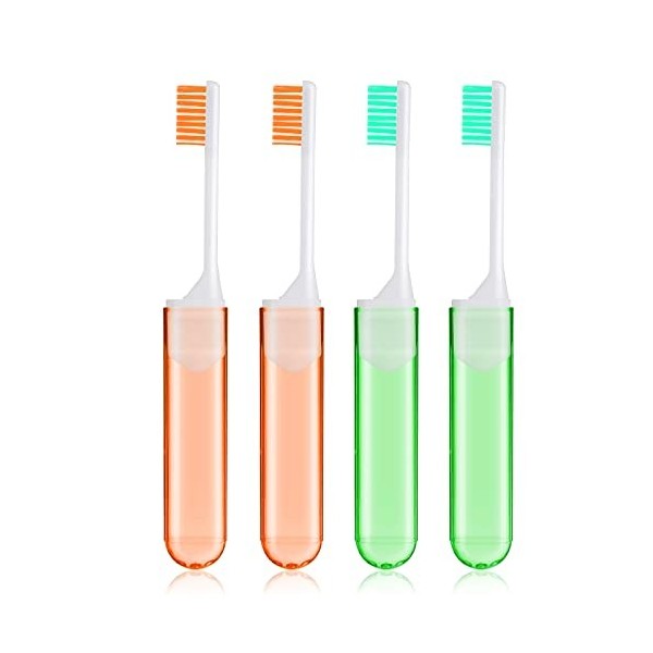 Sibba Lot de 4 mini brosses à dents à poils souples pliables pour les gencives fragiles, les soins dentaires pour adultes et 