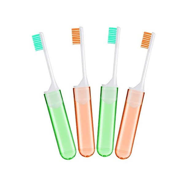 Sibba Lot de 4 mini brosses à dents à poils souples pliables pour les gencives fragiles, les soins dentaires pour adultes et 