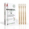 Bamboo Clean Nano Brosses à Dents en Bambou 20 000 Poils Nano Doux et Bio sans BPA Kit 4 Brosses Naturel, Écologique, Biodégr