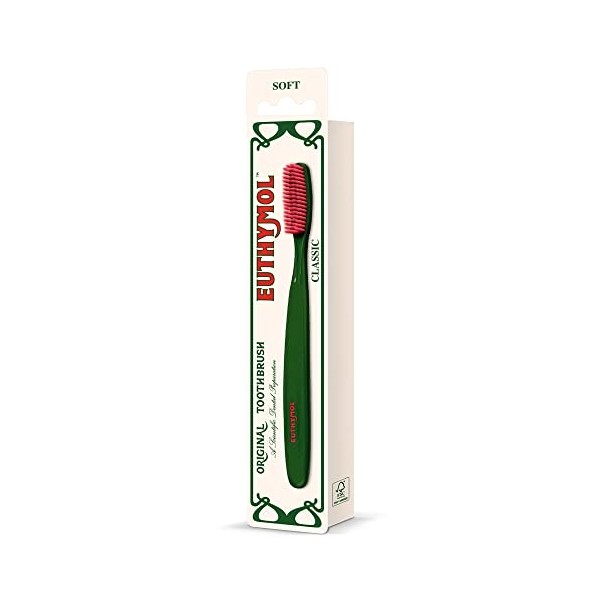 Euthymol Classic Brosse à dents x 1, Grand Petit Plein Tête, Poils doux, Triple Courbe Ergonomique Brosses à dents manuelles,