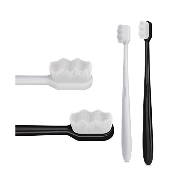 WLLHYF Brosses à Dents Extra Douces 2/4 PCS, Brosse à Dents Manuelle Micro Nano Douce avec 10 000 Brosses à Dents Manuelles à