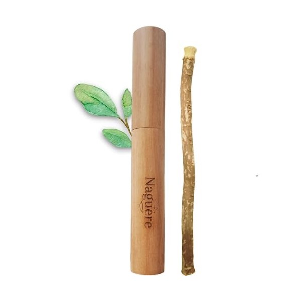 15SIWAK BATON - Miswak bâton dArak -100% naturel - Brosse à dents naturelle bois dAraq - étui bois- Ecologique - Biodégrada