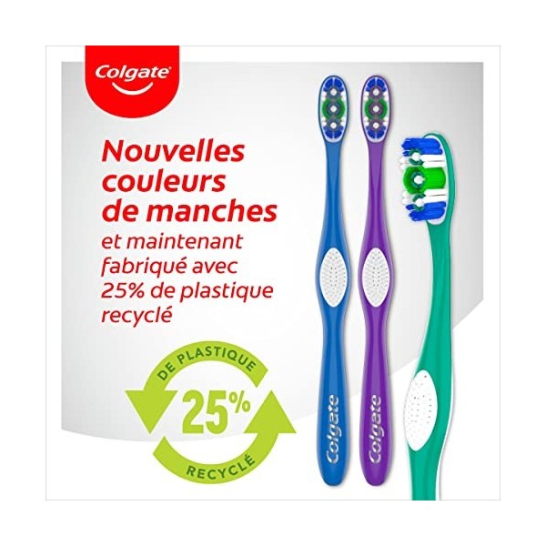 COLGATE - Brosse à Dents Colgate 360° Medium - Nettoyage Complet des Dents et de la Bouche - Lot de 3