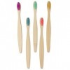 GeekerChip Brosses à Dents en Bambou,Lot de 5 Brosse à Dent Écologique,Poils Doux Naturels,Écologiques Et Biodégradables,Végé