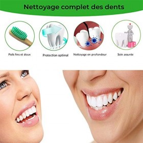 Brosses à dents en Bambou Pack de 4 couleurs biodégradable végétalien vegan emballage individuel et écologique 100% naturel e