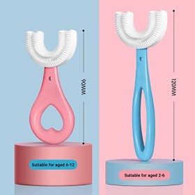 CaiTang 2Pcs U Forme Brosse À Dents pour Enfants, Brosse À Dents pour Enfants en Silicone, Brosses à Dents Manuel en Forme Ua