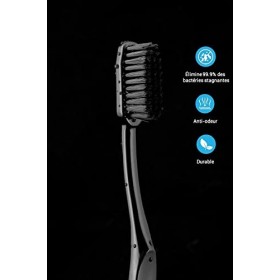 KYORENE - Brosse À Dents Noire au Graphène - Antibactérienne - Poil Souple - Manuelle - Taille Adulte