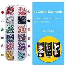 Strass art dongle pour nail art 3800 pcs, Cristal Mix Tailles cristaux Nail Strass Effacer pour la décoration des ongles
