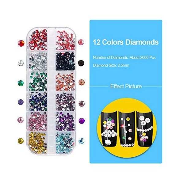 Strass art dongle pour nail art 3800 pcs, Cristal Mix Tailles cristaux Nail Strass Effacer pour la décoration des ongles