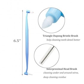 Lot de 4 brosses à dents orthodontiques à double extrémité, petite tête souple pour nettoyer les appareils dentaires 4 coule