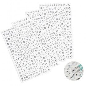 Vicloon 1300 particles Strass Autocollants Cristal,4pcs Strass Autocollant Diamant Cristal pour Strass Visage Maquillage Déco