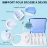 Ph Pro Heat Base Support de brosse à dents électrique pour oral B avec couvercle - 4 housses hygiéniques de protection de têt