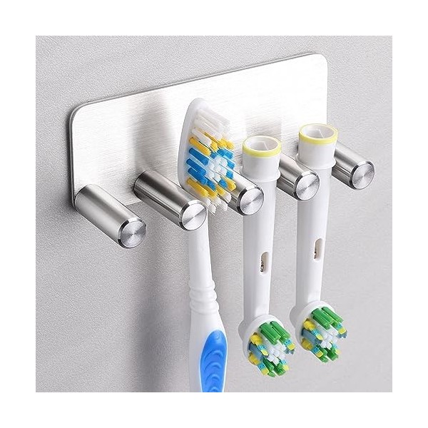 ALOCEO Porte Brosse à Dents électrique Salle de Bain sans Perçage Support Brosse a dent Murale en Acier Inoxydable pour 4 Têt