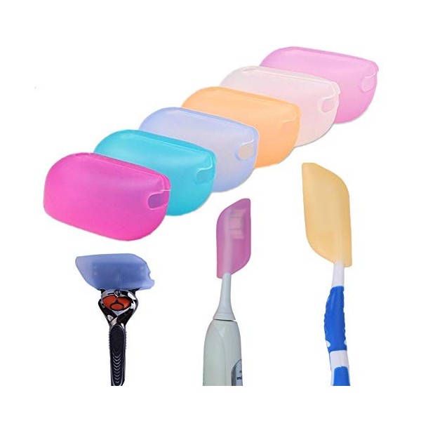 sinzau Lot de 6 housses de brosse à dents en silicone hygiénique et antimicrobienne pour le camping, les voyages