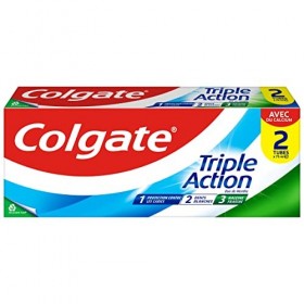 COLGATE - Dentifrice Triple Action Menthe Originale - Favorise une Bonne Santé Bucco-Dentaire - Contre les Caries, les Taches