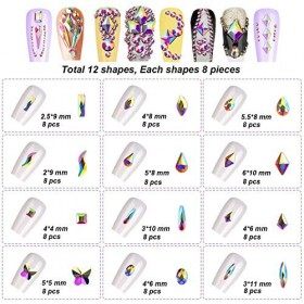FITDON Strass pour Nail Art, cristal AB strass gemmes dos plat & diamant à ongles clair Pour décoration dongles Accessoires 