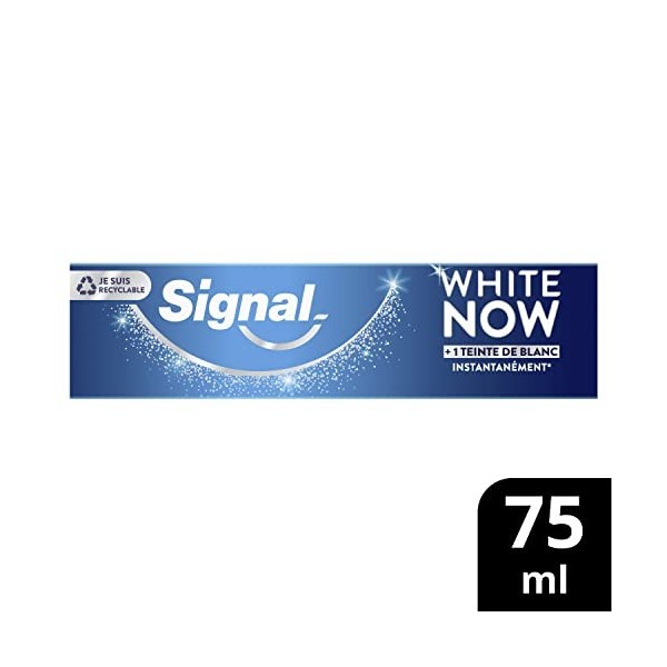 Signal Dentifrice Blancheur White Now, Sourire Plus Eclatant, Efficacité Cliniquement Prouvé, Correcteur de Couleur, 75ml