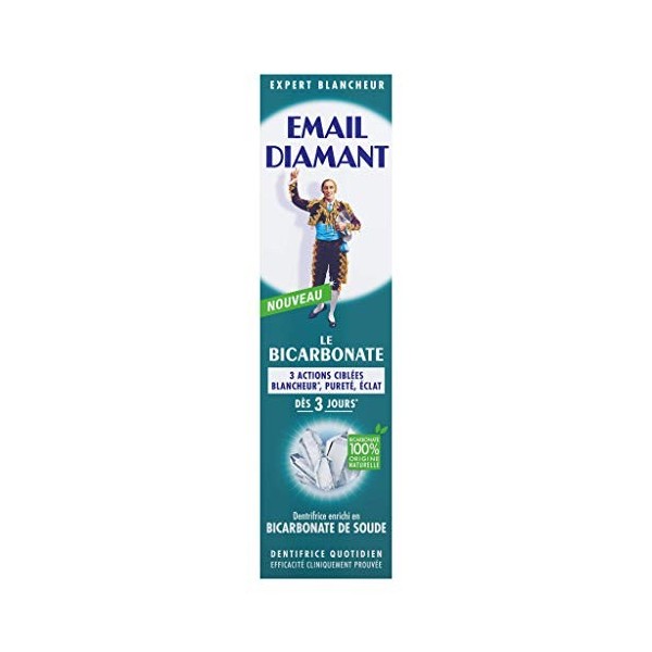 Email Diamant Aérosol Bicarbonate Dentifrice Enrichi en Bicarbonate de Soude Blancheur, Pureté/Éclat dès 3 Jours, 75 ml