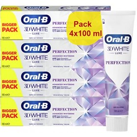 Oral-B Dentifrice Blanchissant 3Dwhite Luxe, Pack de 4 4 x 100 ml , Perfection, Élimine Jusqu’à 100 % des Taches en Surface,